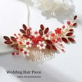 thumbnail image 2 of Bride Wedding Hair Comb Pearl Flower Hair Piece Rhinestone Bridal Hair Accessories for Women HC034 (Gold), 2 of 4