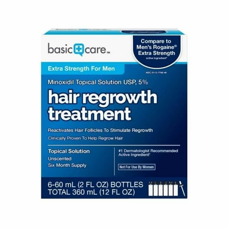 Basic Care Minoxidil Topical Solution USP 5% Hair Regrowth Treatment for Men 12 FL OZ Men s