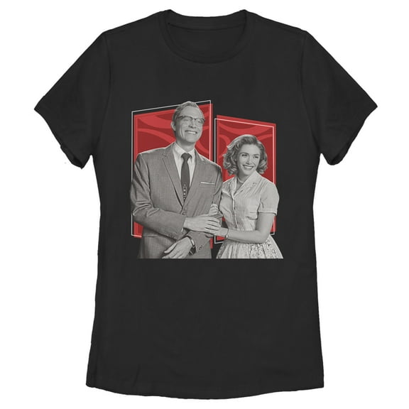 Women's Marvel WandaVision Sitcom Couple  Graphic Tee Black Medium