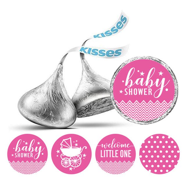 Darling Souvenir Candy 190 Pcs Baby Shower Theme Stickers DIY Chocolate Labels-Light Pink