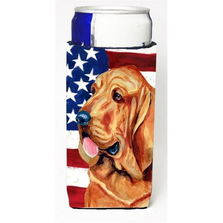 

Carolines Treasures LH9016MUK USA American Flag with Bloodhound Michelob Ultra bottle sleeves for slim cans 12 oz.
