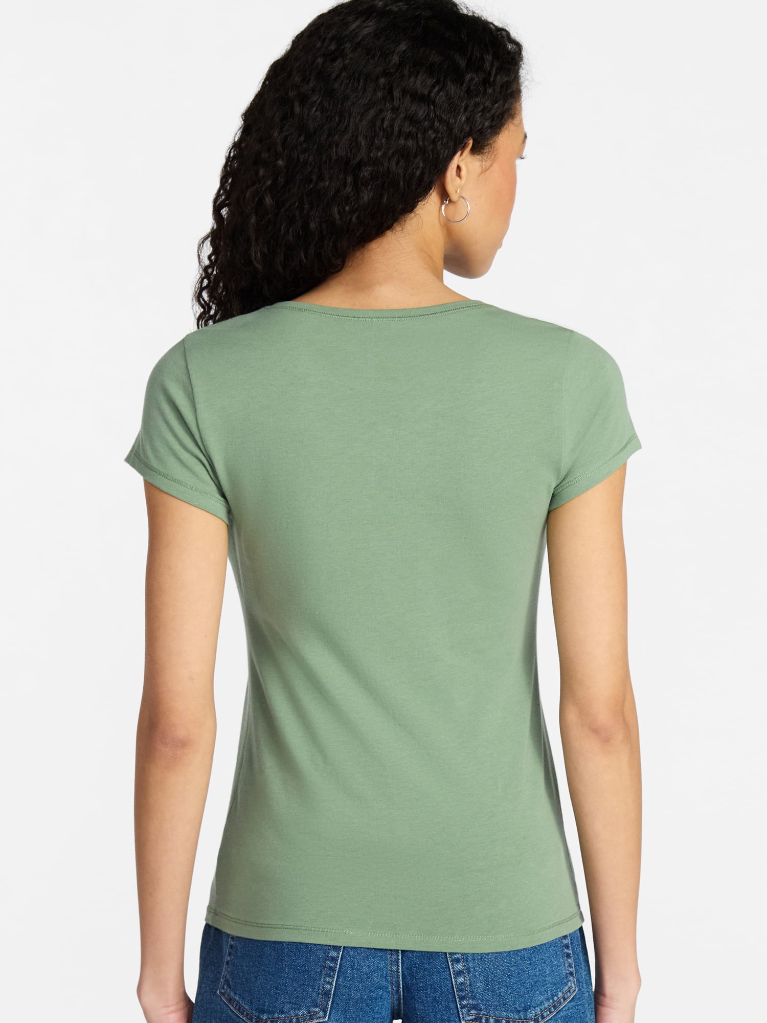 No Boundaries Crew Neck Tee with Short Sleeves, 1 or 3-Pack, Women’s Sizes XXS-XXL