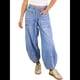 thumbnail image 2 of Pantalones Vaqueros Holgados de Cintura Alta con Cordón Elástico para Mujer Azul XL, 2 of 7