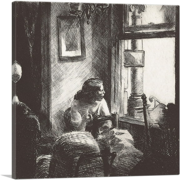 ARTCANVAS East Side Interior 1922 Canvas Art Print by Edward Hopper - Size: 18" x 18" (0.75" Deep)