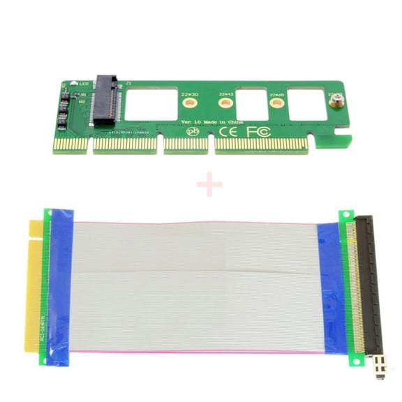 Chenyang CY NGFF M-key NVME AHCI SSD to PCI-E 3.0 16x x16 Vertical Adapter with Cable Male to Female Extension Card