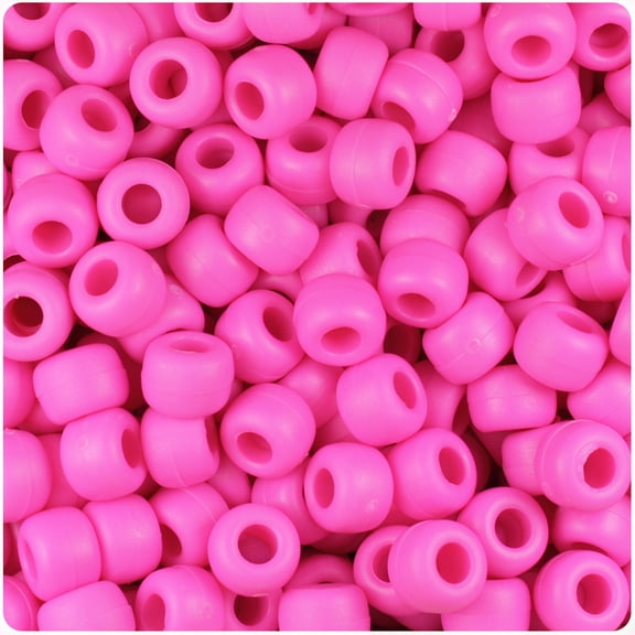 BeadTin Dark Pink Matte 9mm Barrel Pony Beads (500pc)