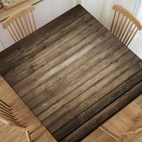 Fitted Tablecloth for Square Table Aged Wooden Planks Texture Vertically Striped Table Cloth Washable Table Cover for Dining Wedding Party Picnic, Fitted for 36"x36" Table Deaign2709