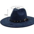 thumbnail image 2 of Fedora Hat for Women Men Big Wide Brim Western Suede Hats with Belt Buckle, 2 of 6