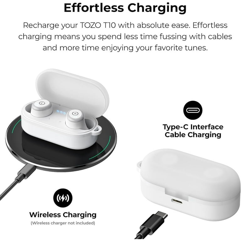 TOZO T10 Bluetooth Earbuds, True Wireless In-Ear, Touch Control