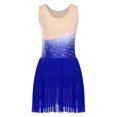 thumbnail image 5 of Xnihocha Womens Ice Skating Dress Rhinestone Mesh Sleeveless Dresses Ballet Lyrical Dance Dress Royal Blue S, 5 of 6