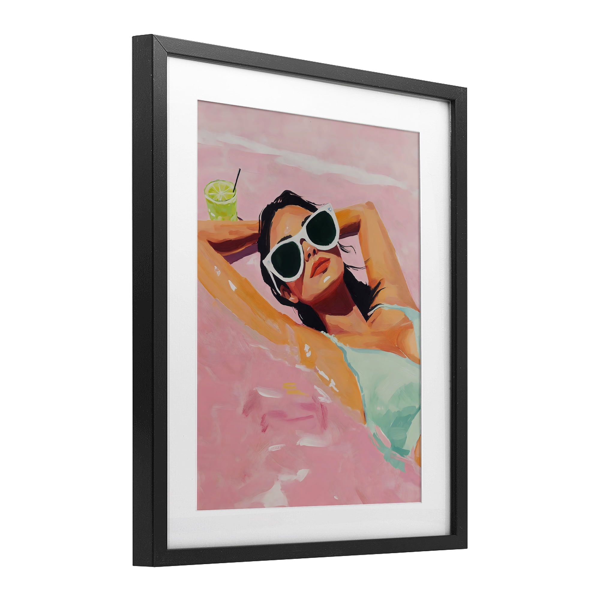 Stupell Industries Trendy Summer Girl Black Framed Print Under Glass, design by The Prints Vibe
