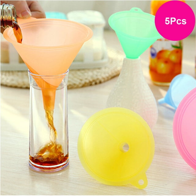 5-Piece Colorful Plastic Funnel Set – Souew Small Medium Large Variety Liquid Oil Kitchen Tools, Multi-Purpose Funnels for Household Use