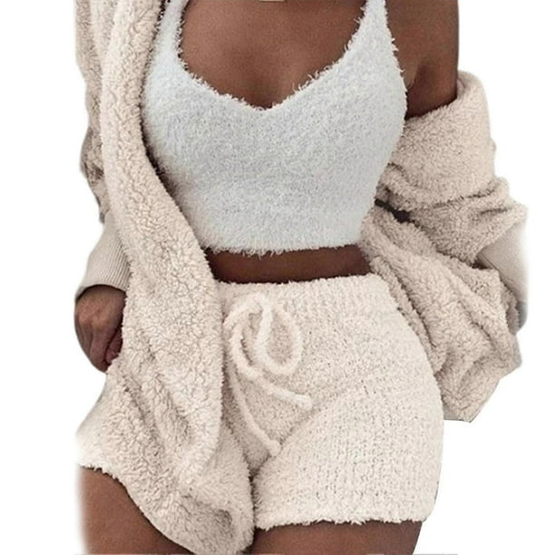 3pcs/set Cozy Knit Set Shorts + Sweater + Coat Casual Warm Suit For Women Men 2022 New