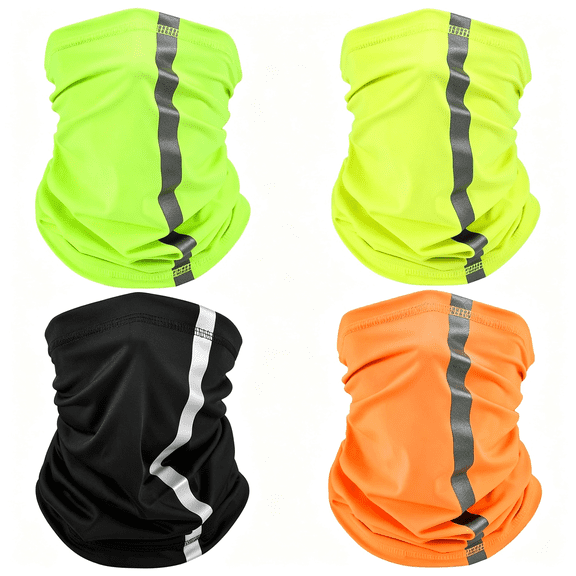 TELOLY 4 Pcs Neck Gaiter Face Mask for Men Reflective Face Cover Scarf Summer Uv Sun Protection Balaclava Bandana for Work Versatile Neck Gator for Men