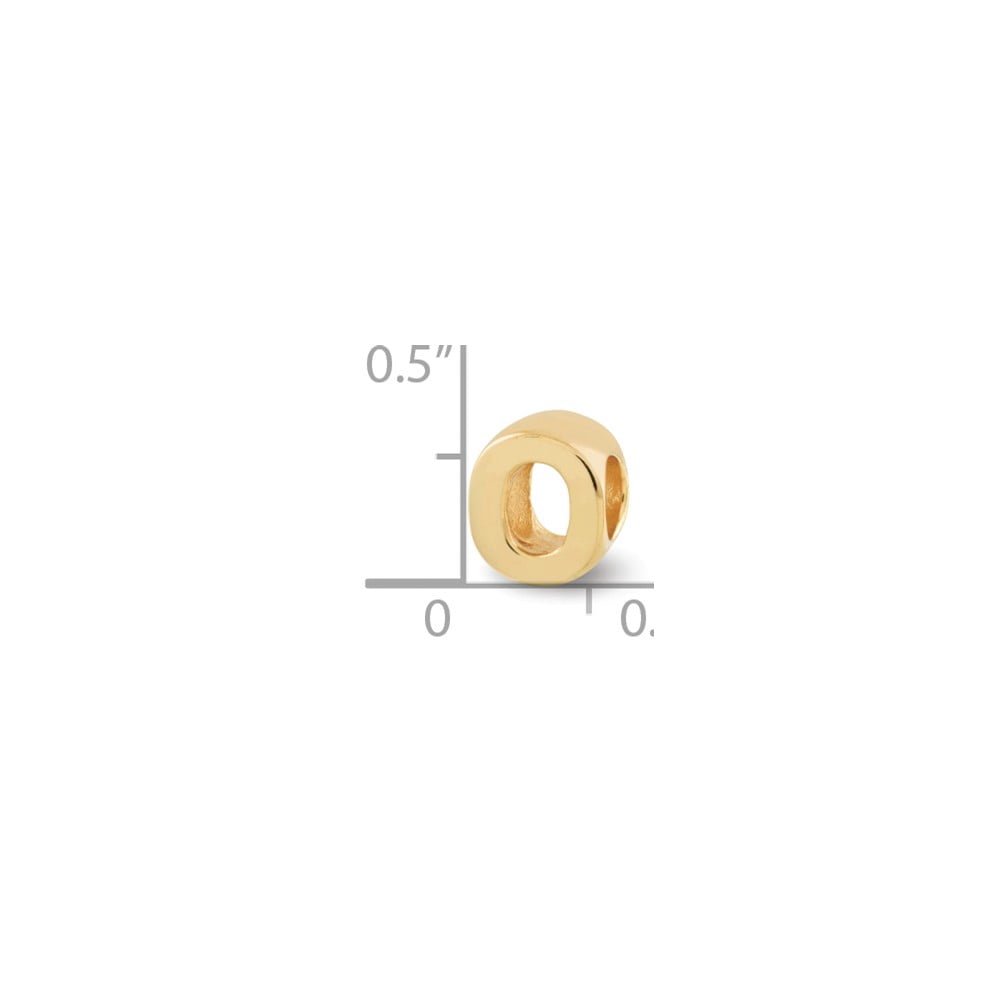 925 Sterling Silver Gold-plated Reflections Letter O Bead; for Adults and Teens; for Women and Men