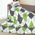 thumbnail image 6 of Fuzoiu Light green and black argyle Print Ultra-Soft Micro Fleece Blanket,All Seasons Flannel Throw, Lightweight Blanket for Bed, Sofa, Couch, Movie Night, Camping, and Travel-50"x40", 6 of 7