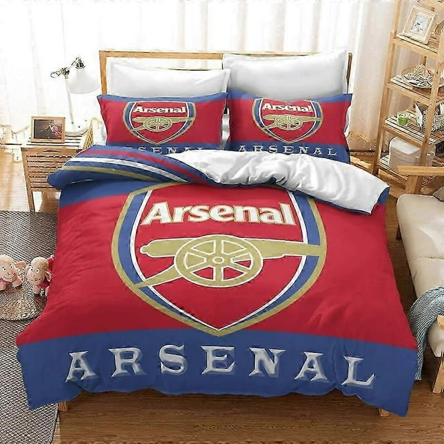 Football Arsenal Duvet Cover Unique Gift Christmas Bedding Set Wrinkle Free Light Weight Durable + 2 Pillowcases )