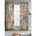 thumbnail image 2 of Green Boho Flower Sheer Curtains 63 Inch Length 2 Panels Set for Living Room/Bedroom, Spring Watercolor Country Floral Plant Kitchen Curtains Grommet Semi-Sheer Curtains Window Treatments 42"x63"x2, 2 of 7