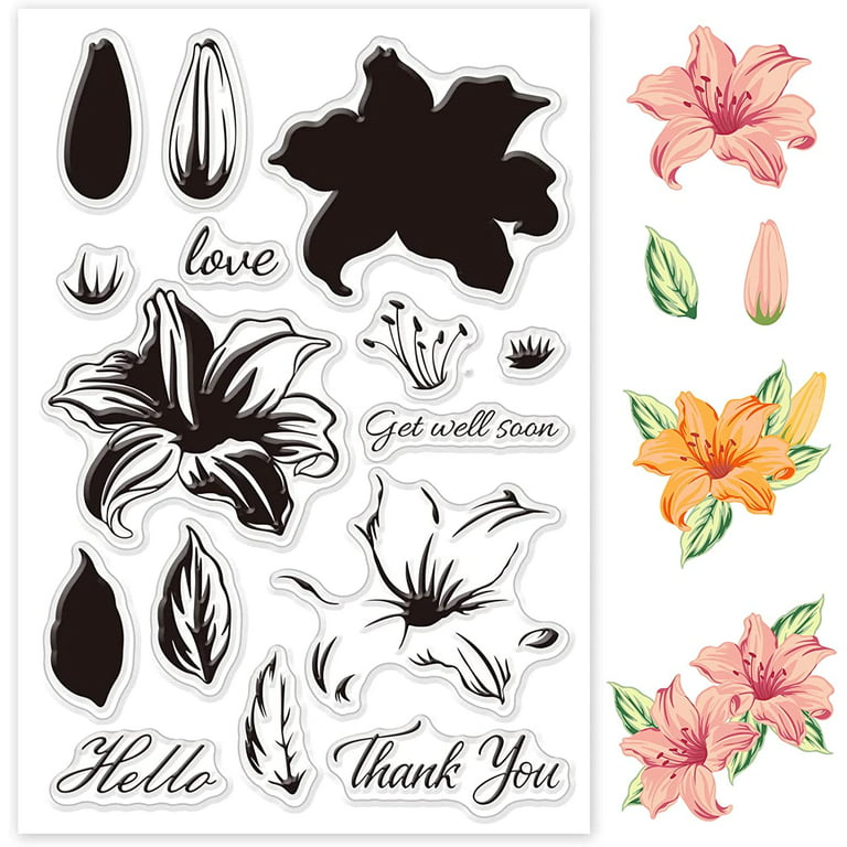Flower Stamps Leaves Flowers Silicone Stamps Clear Floral Stamps