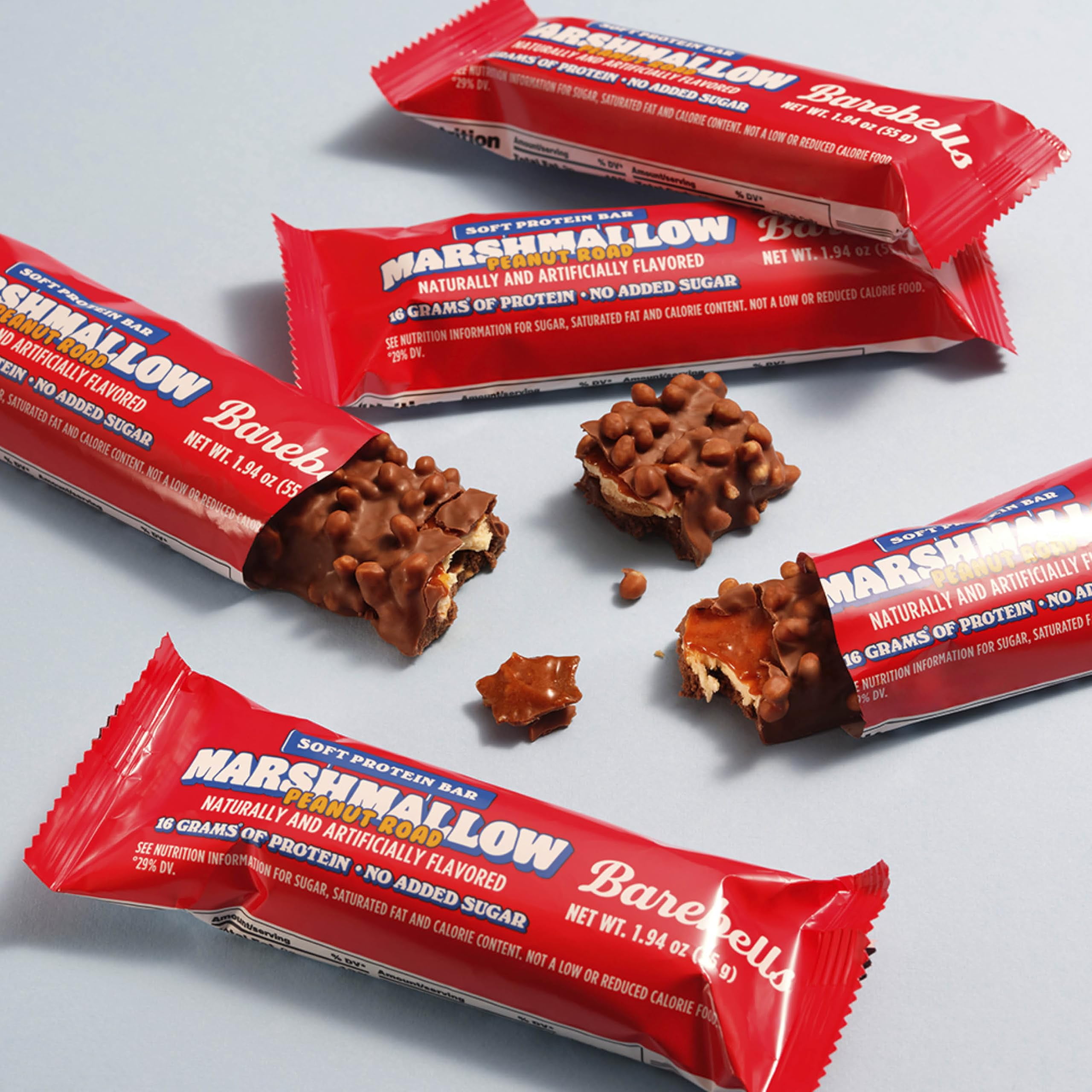 Barebells Soft Protein Bars Marshmallow Peanut Road - 12 Count (Pack of 2), 1.9oz Bars - Nutritional Snacks with 16g of High Protein - Fluffy Chocolate Treat with 2g of Total Sugars - Breakfast Bars