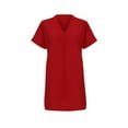 thumbnail image 4 of Womens V Neck T Shirt Dress Short Sleeve Summer Casual Loose Fit Mini Tunic Sundress with Pockets, 4 of 4