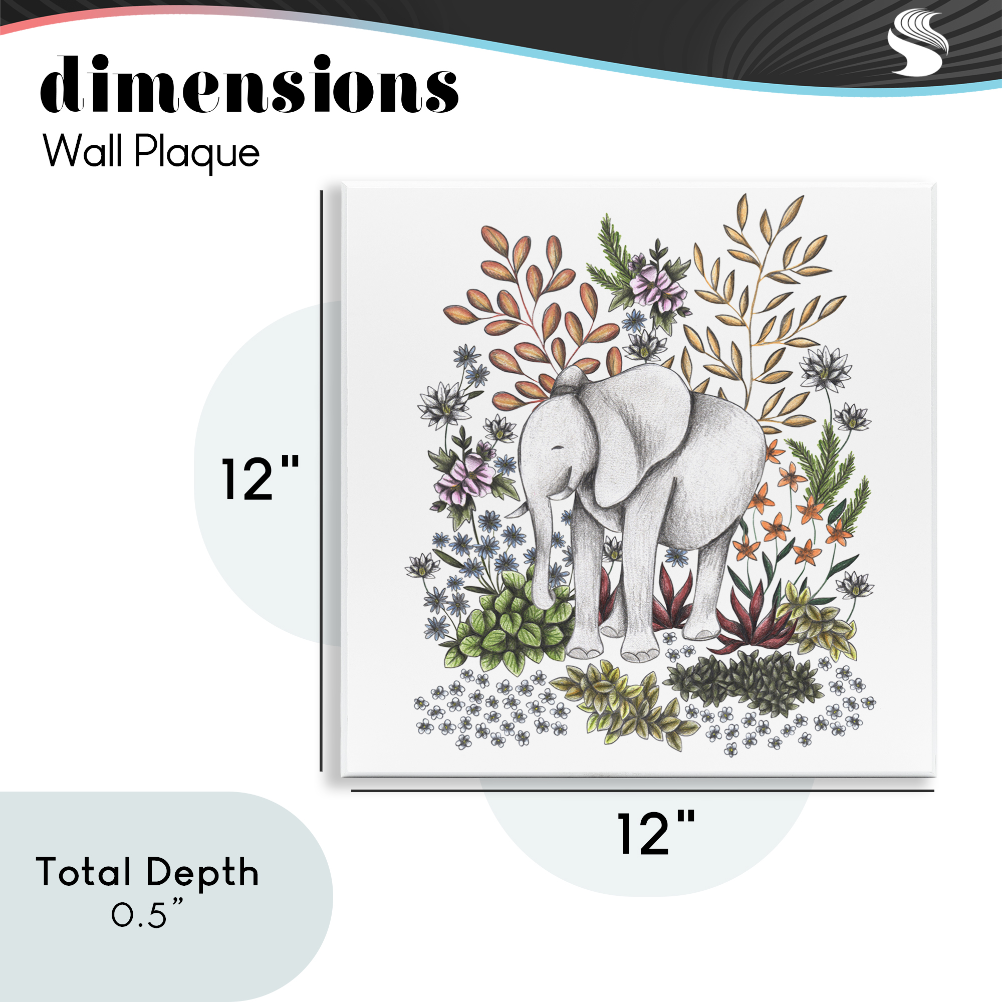 Jungle Wildlife Elephant Wall Plaque Art, design by Cecilia Battaini