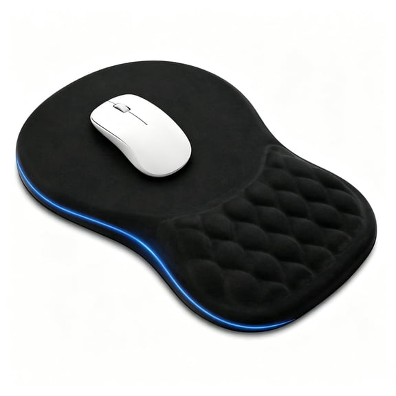 Ecoskio Ergonomic Memory Foam Slope Wrist Support Mouse Pad, Smooth Lycra Top Non-Slip PU Base for Office Computer Desk Home Use