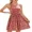 Red Polka Dot, variant on High Neck A-Line Dress with Pockets Racerback Summer Beach Dress Built in Bra Flare Sun Dresses