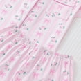 thumbnail image 6 of XIAONU Womens Pink Bow Floral Stripe Print Pajama Set Loose Short Sleeve Notch Collar Loungewear Soft Sweet Relax Pajamas, 6 of 7