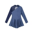 thumbnail image 4 of vastwit Womens Mesh Long Sleeve Ice Skating Dress Roller Skater Ballet Dance Leotard Lyrical Dress Navy Blue Large, 4 of 7
