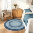 thumbnail image 3 of Modern Bordered Round Area Rug 4ft Washable Bedroom Circle Rugs Non Slip Stain Resistant Dining Room Round Throw Carpet Contemporary Circle Mats for Living Room Kitchen Nursery, Blue, 3 of 9