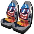 thumbnail image 2 of FMSHPON Set of 2 Car Seat Covers Character Cool Monster Kid Funny Cute Creative Man Mascot Universal Auto Front Seats Protector Fits for Car,SUV Sedan,Truck, 2 of 5