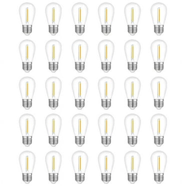Qtmnekly 30-Pack Outdoor String Light Bulbs, Waterproof S14 Replacement Bulb, E26 Base Warm White
