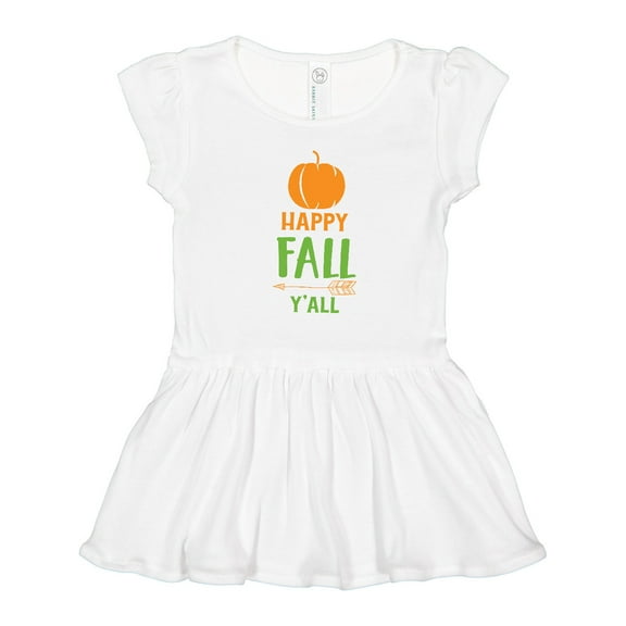Inktastic Happy Fall Y'all, Pumpkin, Arrow, Fall, Autumn Girls Toddler Dress