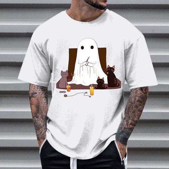 DayScoop Mens Short Sleeve T-Shirts Casual T Shirt Summer Fashion Round Neck Christmas Print Sports Top Shirts Plus Size