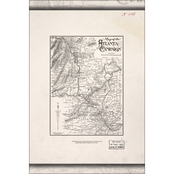 24"x36" Gallery Poster, Map of the Atlanta Campaign