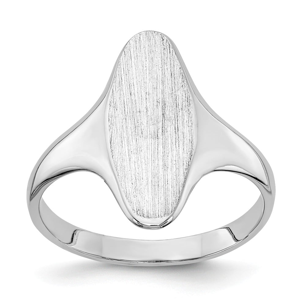 AA Jewels - Solid 14k White Gold 15.5x7mm Closed Back Engravable Monogram Signet Ring Band Size ...