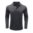 thumbnail image 3 of UVEASISHA Mens Fashion Striped Polos Shirts Long Sleeve Stretch Slim Fit Golf Sports Shirt Button Casual Business Work Shirts Stylish Golf Poloss Holiday Sales,Gray,XL, 3 of 7