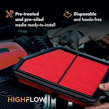 HIGHFLOW High Performance, Pre-Oiled Disposable Engine Air Filter PA99826X | Fits 2016-2019 Audi Q7