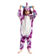 Kids Unicorn Onesie Pajamas Animal Costume Halloweem Costume Purple 105#