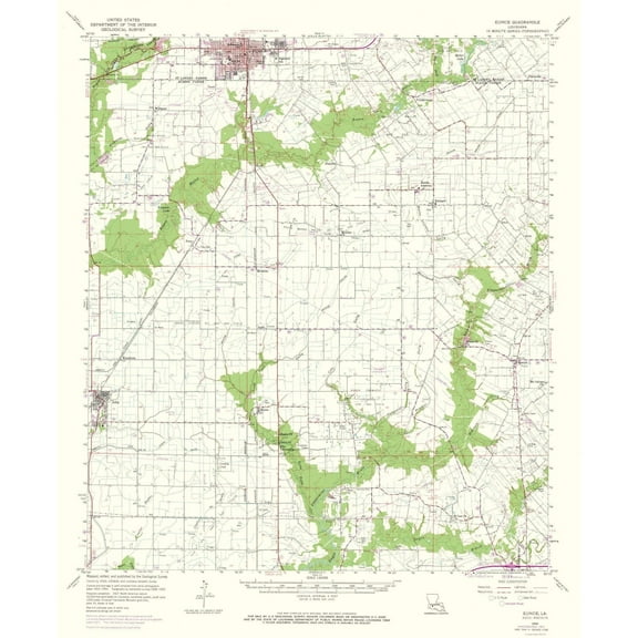 Topographical Map - Eunice Louisiana Quad - USGS 1959 - Vintage Wall Art
