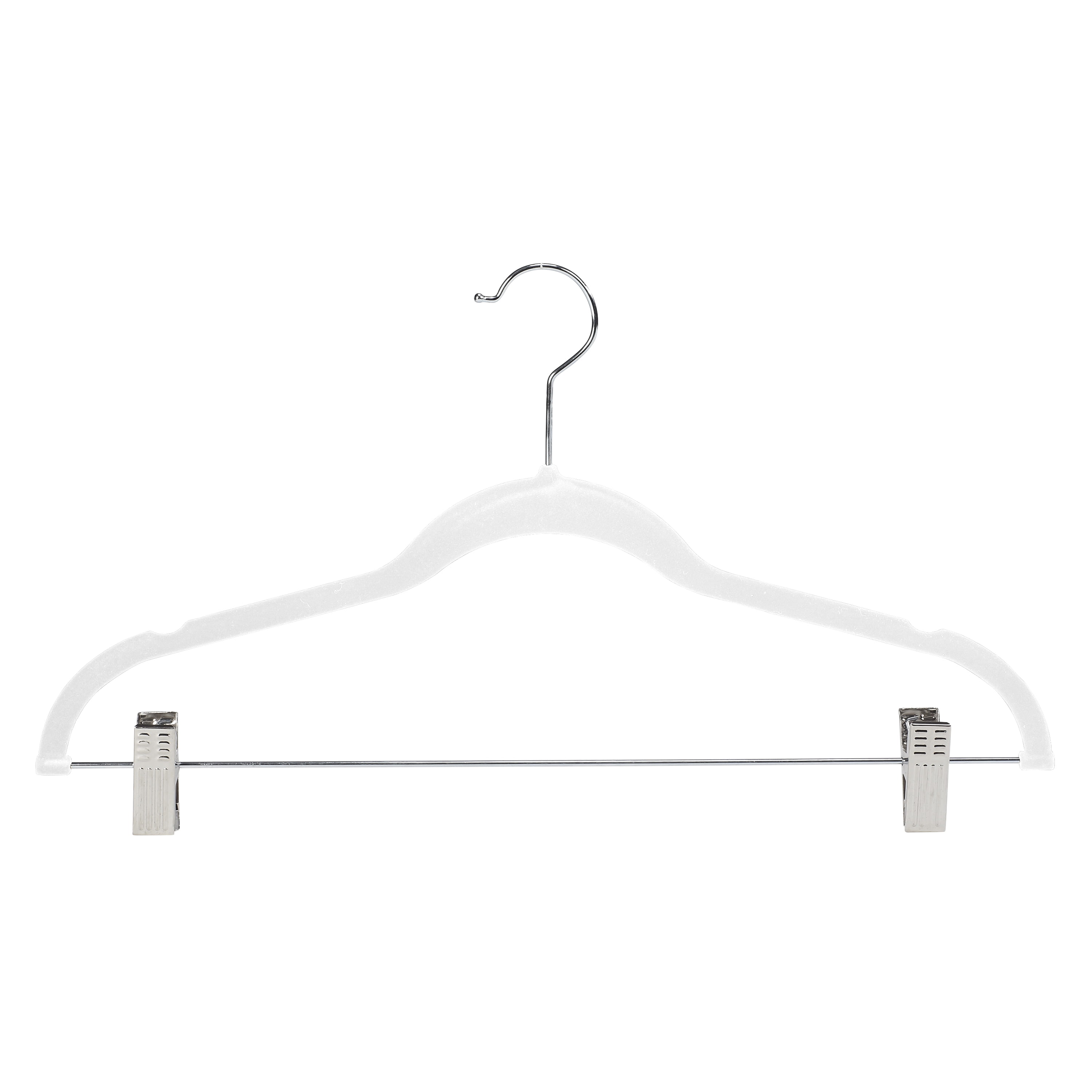Simplify 24 Pack Velvet Skirt Hangers with Clips, Adult Size, White
