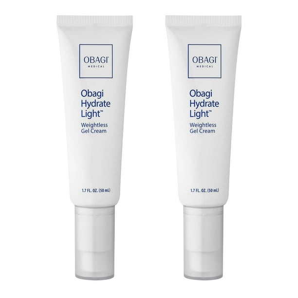 Crema en gel ligera y ligera Obagi Hydrate: humectante ligero para 24 horas de hidratación, sin aceite, hipoalergénica y apta para todo tipo de piel. Paquete de dos, 2 x 1.7 oz.