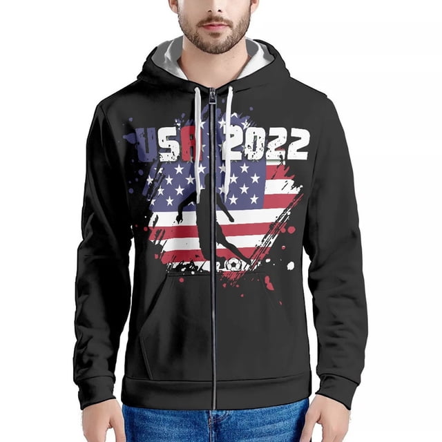 2022 Qatar Football World Cup Zip Hooded Sweater Netherlands Spain Brazil Fans Cheering Jacket