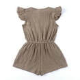 thumbnail image 4 of Toddler Girls Romper Summer Fly Sleeve Solid Playsuit Button Up Romper Onesie Jumpsuit Khaki Infant Boys Bodysuit 1-2T, 4 of 7