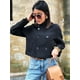 thumbnail image 5 of Abrigos recortados de mezcla de lana negra para mujer, Chaqueta corta con solapa y bolsillo de doble botonadura, ropa de calle para oficina, Otoño, 2024, 5 of 5