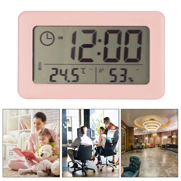 Reloj Despertador Digital De Temperatura, Alarma Multifuncional De Temperatura Y Humedad Rosa Portátil 240 MAh Para Invernadero Para Cocina