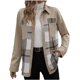 thumbnail image 2 of HongQid Womens Flannel Plaid Shacket Jacket Button Down Tartan Trench with Pocket Long Sleeve Cropped Fashion Coat, 2 of 9