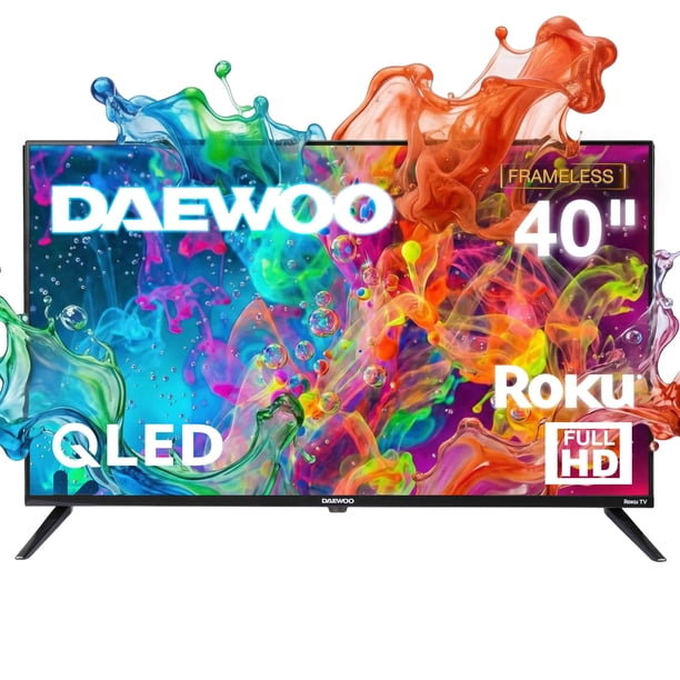 Daewoo Smart TV 40 pulgadas Full HD QLED Frameless Roku TV WiFi 2 HDMI 1 USB AV Netflix YouTube Prime Video Modelo DAW40QRF