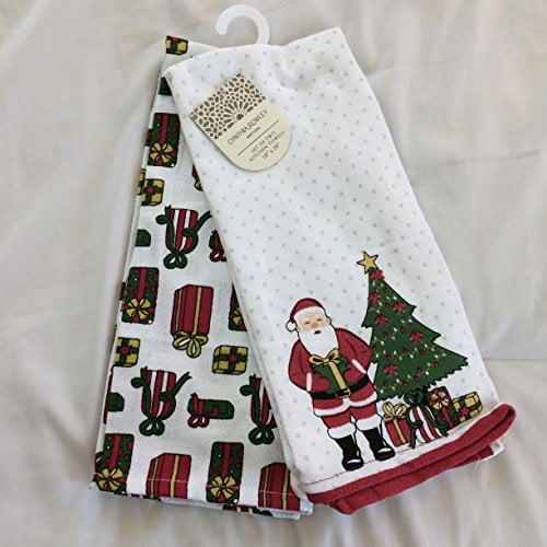 Cynthia Rowley Winter Holiday Kitchen Towel Set (Santa with Gifts
